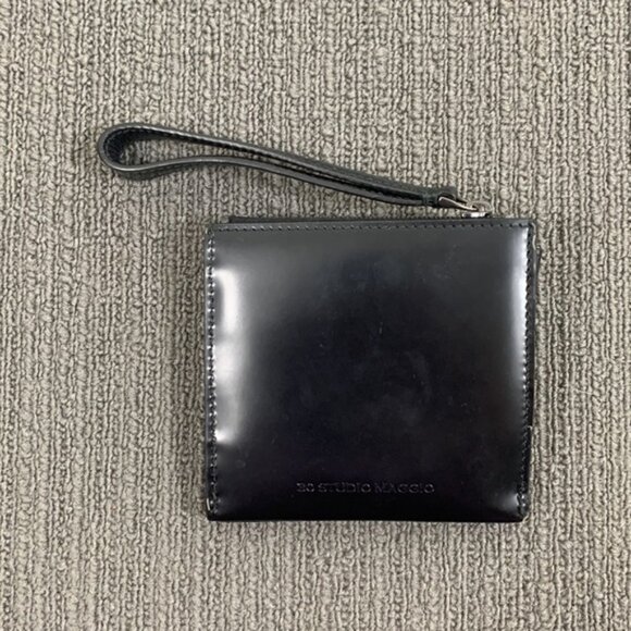 30 Studio Maggio Wallet Womens Small Black Blue Leather Snap Clutch Zip Wristlet - Picture 7 of 14